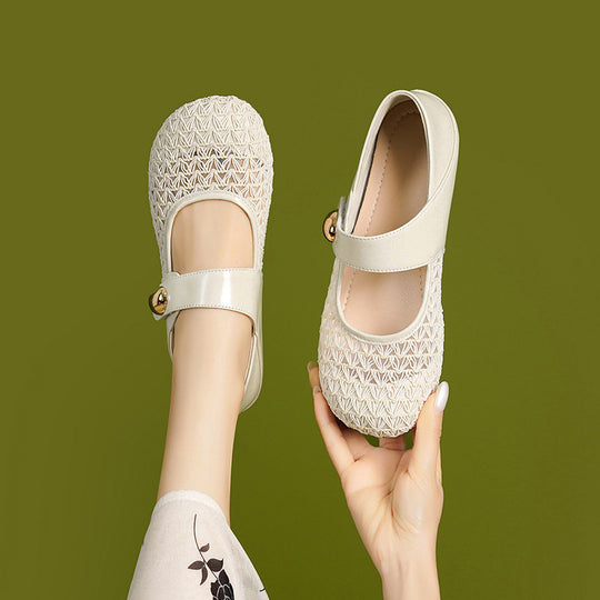 Damen Komfortable Mary Jane Ballerinas mit verstellbarem Riemen und elegantem Dekor R&B