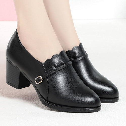 Damen Elegante Pumps mit modischem Riemen und klassischem Blockabsatz R&B