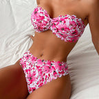 Damen Bandeau-Bikini mit floralem Design und verstellbaren Trägern R&B
