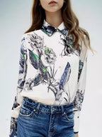 Damen Bluse mit floralem Druck und edler Knopfleiste R&B