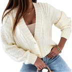 Damen Strickjacke mit dekorativem Zopfdesign und einzigartigen Knopfdetails R&B
