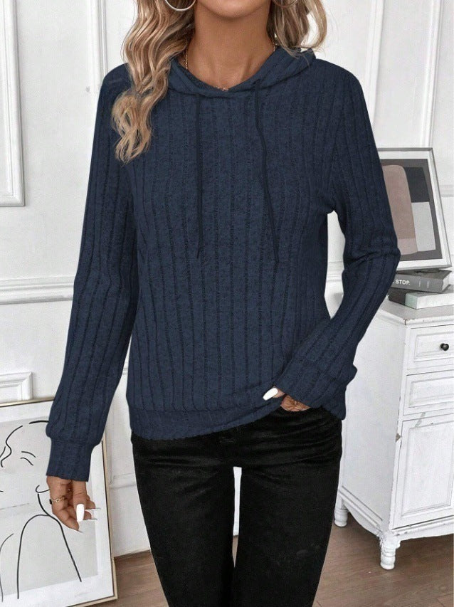 Damen Fleece Kapuzenpulli im Rippdesign R&B