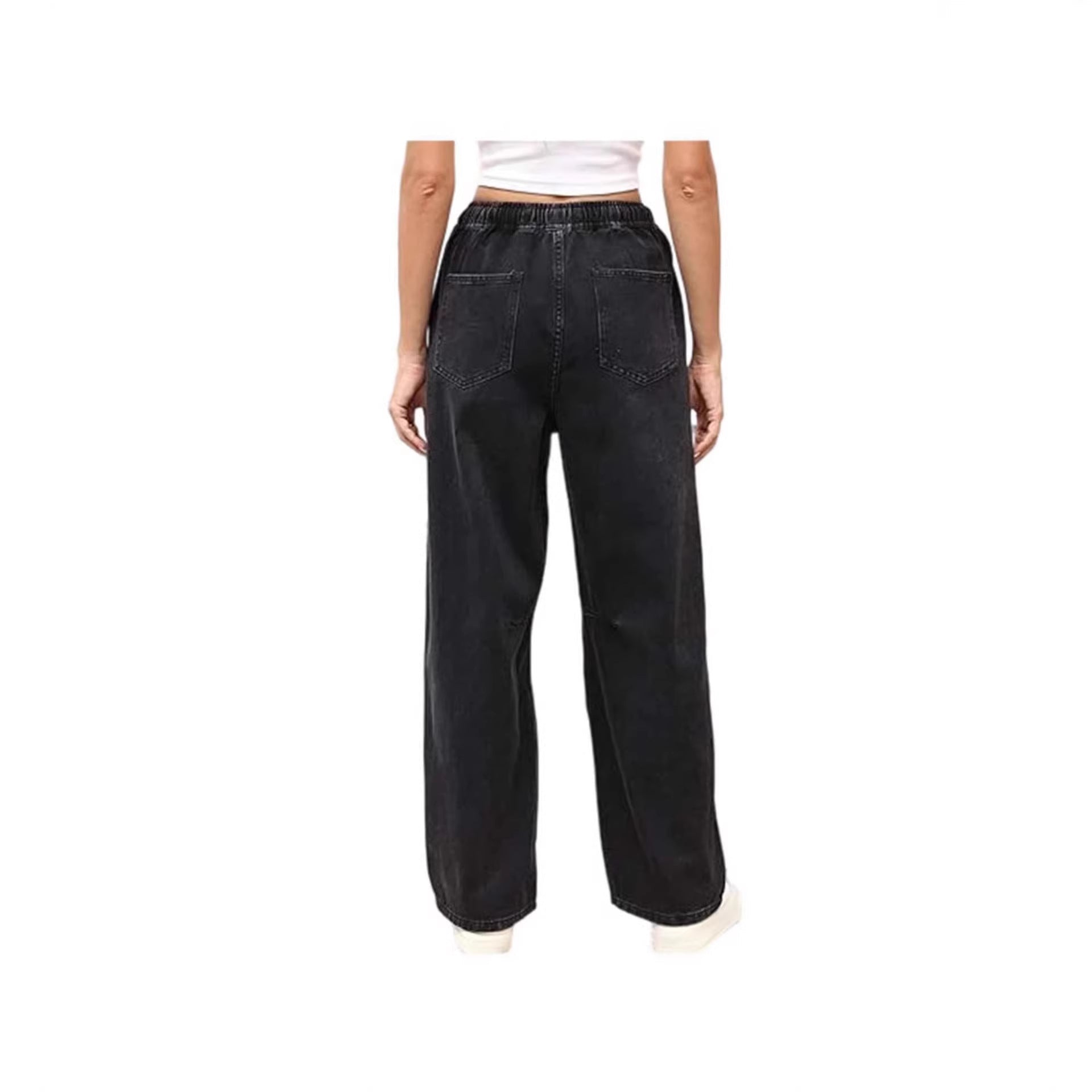 Damen Weite Denim-Hose mit elastischem Bund