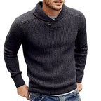 Herren Strickpullover mit Schalkragen und Knopfdetail