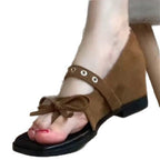 Damen Wedge-Sandalen mit modischen Schnallen und verspieltem Schleifendetail R&B