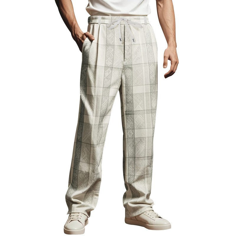 Herren Freizeithose mit elastischem Bund und modernem Karodesign R&B