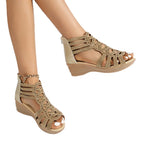 Damen Gladiatoren-Sandalen mit elegantem Riemendesign und verstärktem Absatz R&B