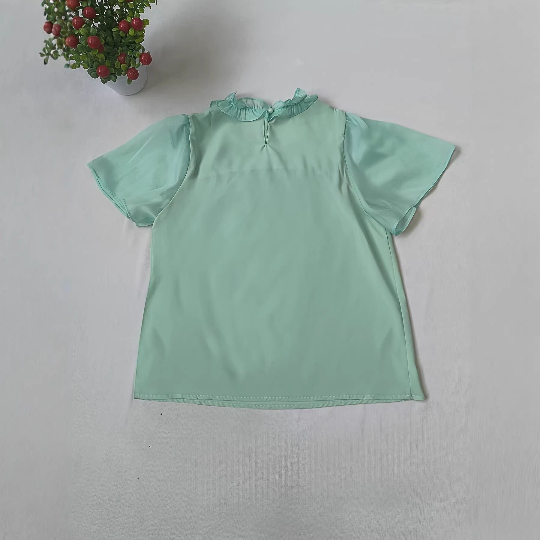 Damen Elegante Bluse mit Rüschendetails und transparenten Ärmeln R&B
