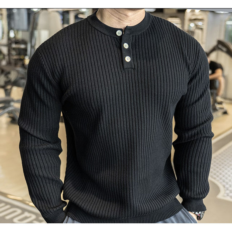 Herren Langarm Pullover mit strukturiertem Rippenstrick R&B