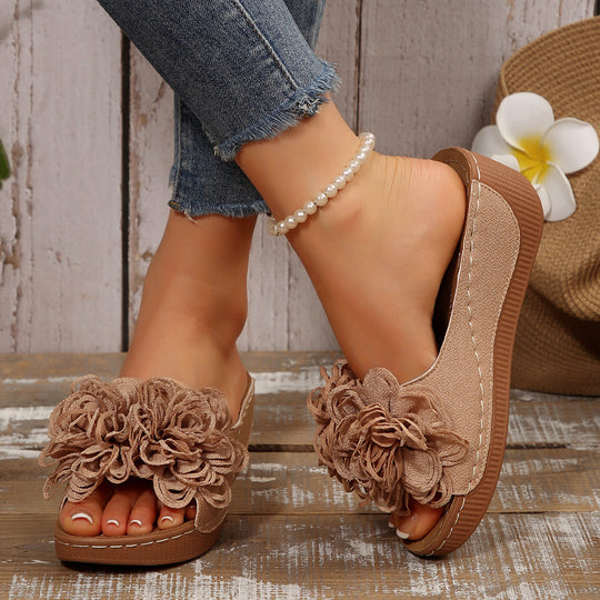 Damen Wedge-Pantolette mit floralen Applikationen R&B
