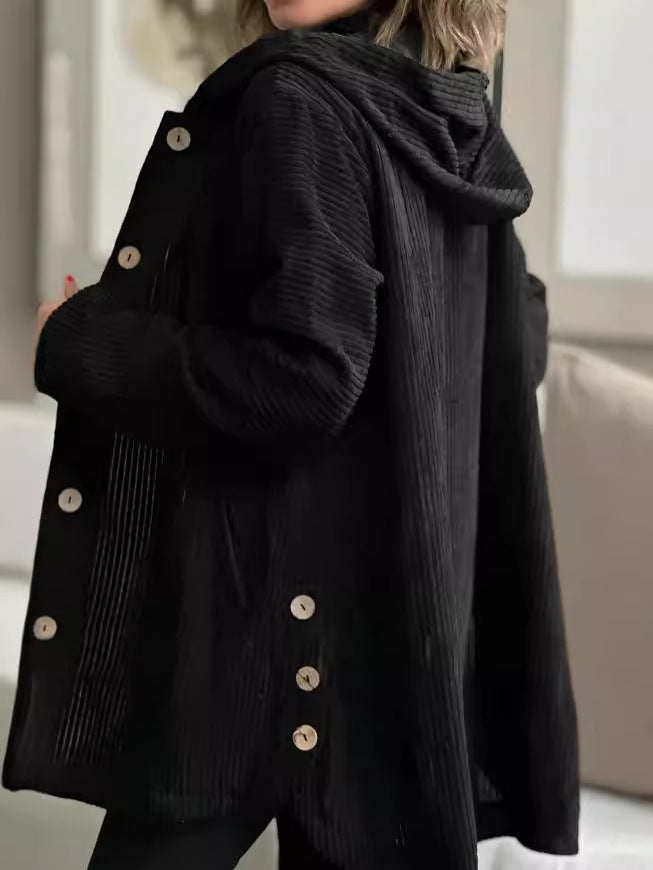 Damen Strickjacke mit Kapuze und gemütlicher Schnittführung R&B