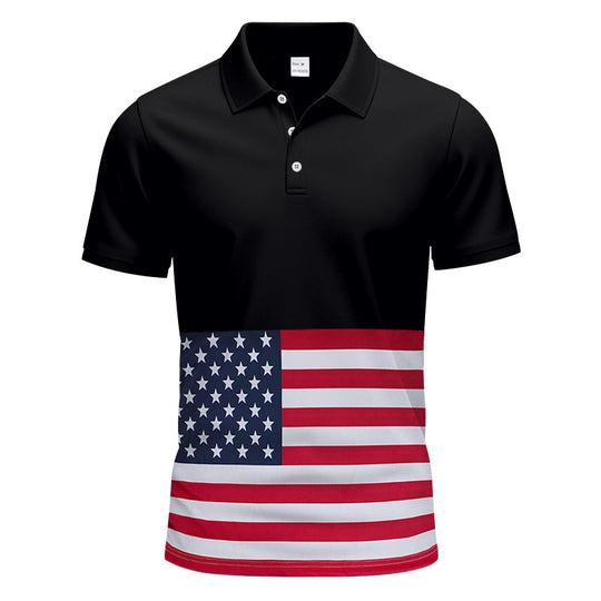 Herren Poloshirt mit einzigartigem Flaggenmotiv und moderner Passform R&B