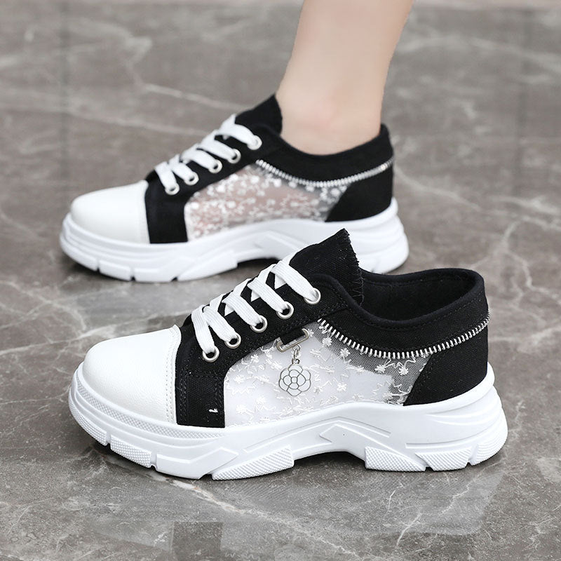 Damen Sneaker mit transparenten Einsätzen und modischem Reißverschluss R&B