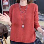 Damen lässiger Strickpullover mit strukturierter Oberfläche und weitem Schnitt R&B