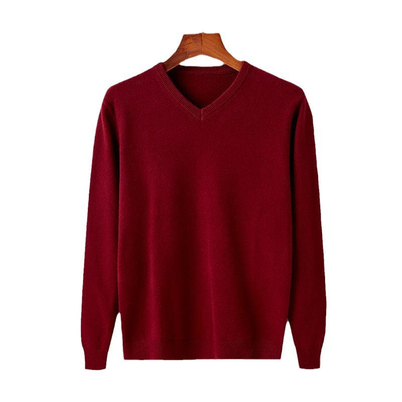 Herren eleganter V-Ausschnitt Pullover aus feiner Wolle R&B