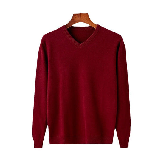 Herren eleganter V-Ausschnitt Pullover aus feiner Wolle R&B