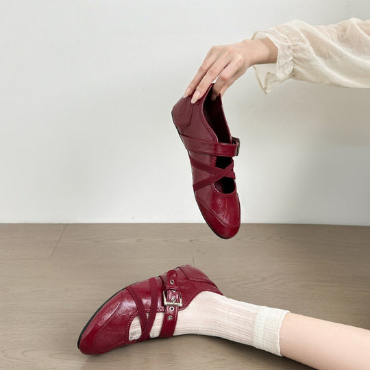 Damen elegante Mokassins mit modischen Schnallen-Details R&B