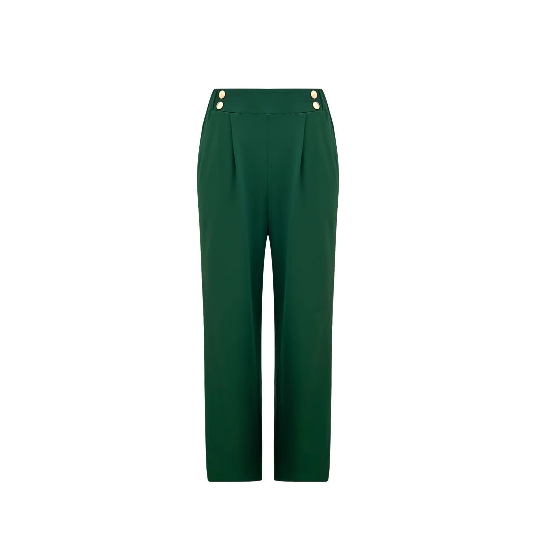 Damen Elegante weite Hose mit dekorativen Knopfdetails R&B