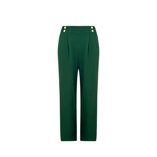 Damen Elegante weite Hose mit dekorativen Knopfdetails R&B