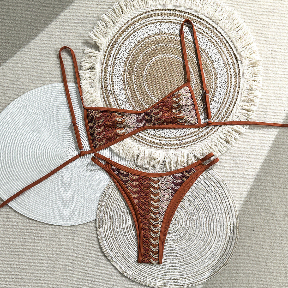 Damen Zweiteiliges Bikiniset mit geometrischem Zigzag-Muster R&B