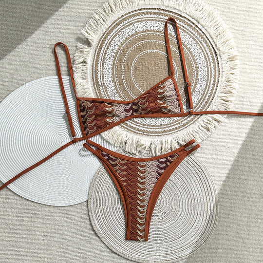 Damen Zweiteiliges Bikiniset mit geometrischem Zigzag-Muster R&B