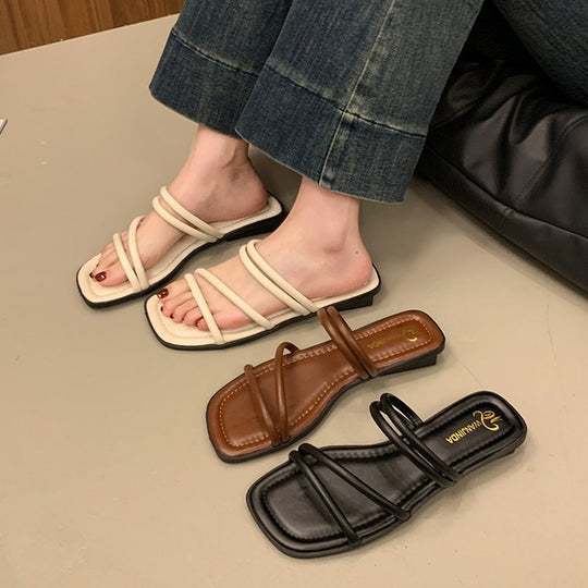Damen elegante Riemensandalen mit geschwungenen Riemen R&B