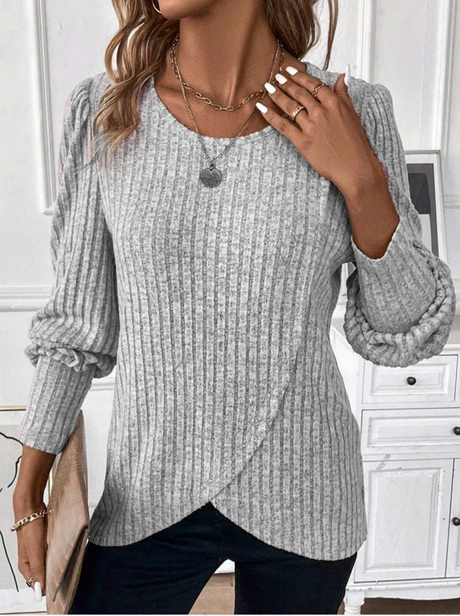 Damen Strickpullover mit raffiniertem Wickeldesign R&B