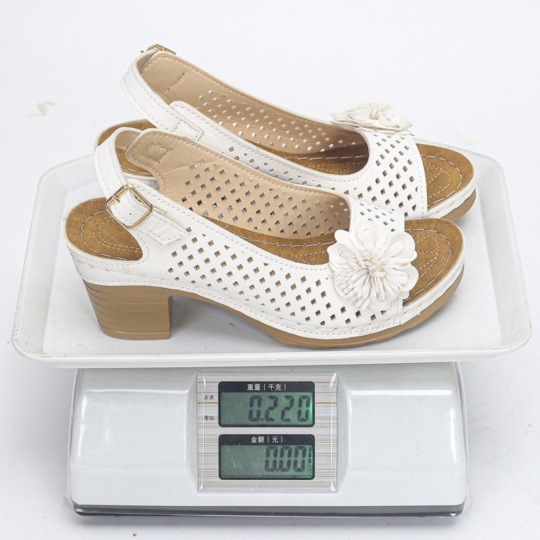 Damen Henkelsandalen mit floralen Applikationen und ergonomischer Sohle R&B