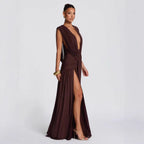 Damen Elegantes tief ausgeschnittenes Abendkleid mit Raffung