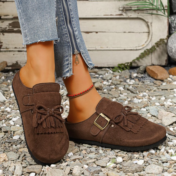 Damen Mokassins mit dekorativem Fransen-Design und verstellbarem Riemen R&B