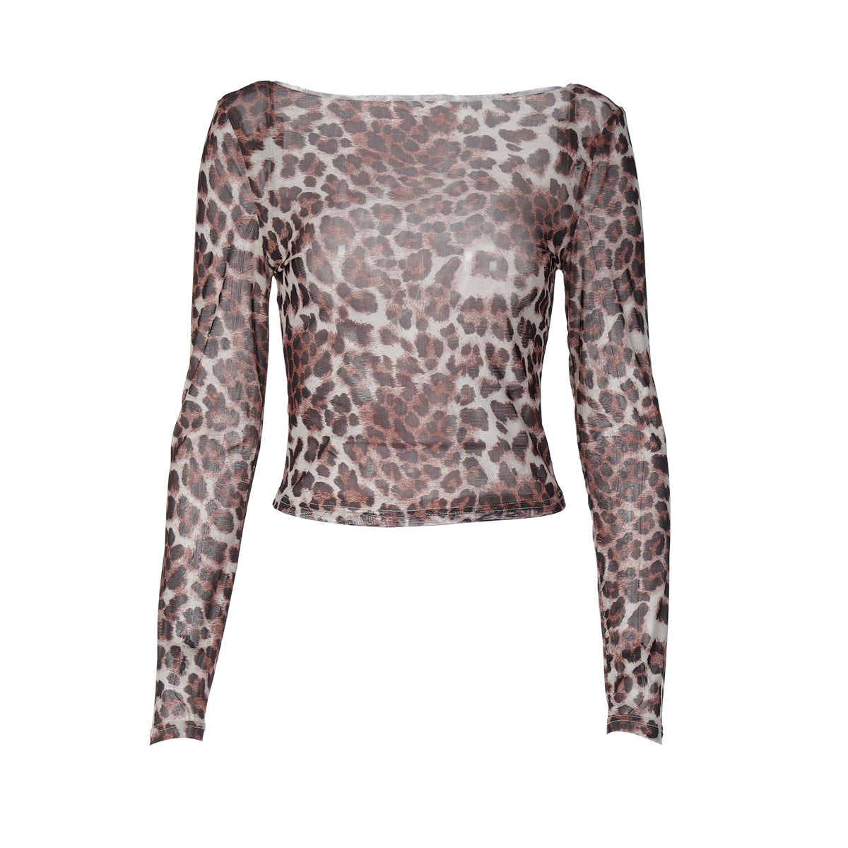 Damen Transparente Langarmbluse mit Leopardenmuster R&B