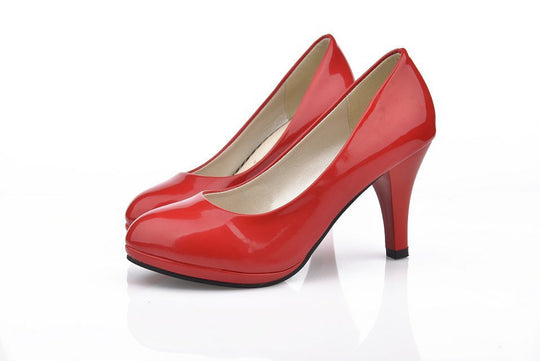 Damen elegante Hochglanz-Pumps mit bequemem Innenfutter und stabilem Blockabsatz R&B