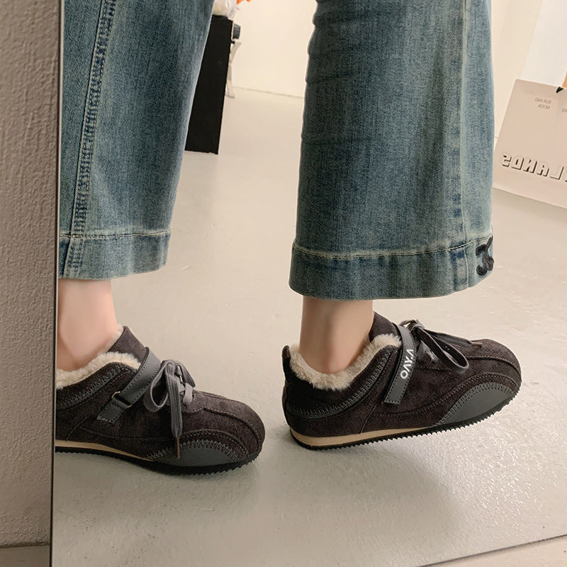 Damen Komfortable Fleece-Sneaker mit verstellbarem Riemen und kuscheligem Innenfutter R&B