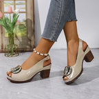 Damen Plateau-Pantoletten mit modischen Transparent-Details und eleganter Schnalle R&B
