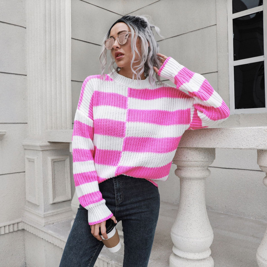 Damen Lässiger Streifenpullover mit weichem Material und lässigem Schnitt R&B