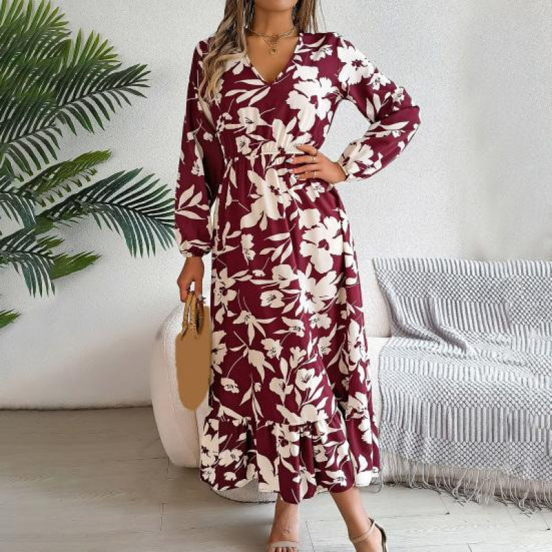 Damen Maxi-Kleid mit blumigem Muster R&B