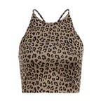 Damen Crop-Top mit trendigem Leopardenmuster und schmalen Trägern R&B