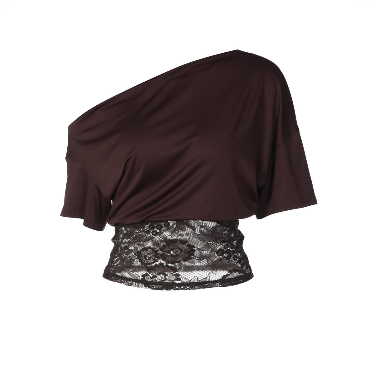 Damen Off-Shoulder Bluse mit Spitzenbund R&B