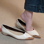 Damen spitze Ballerinas mit glänzendem Obermaterial und feinem Akzent R&B