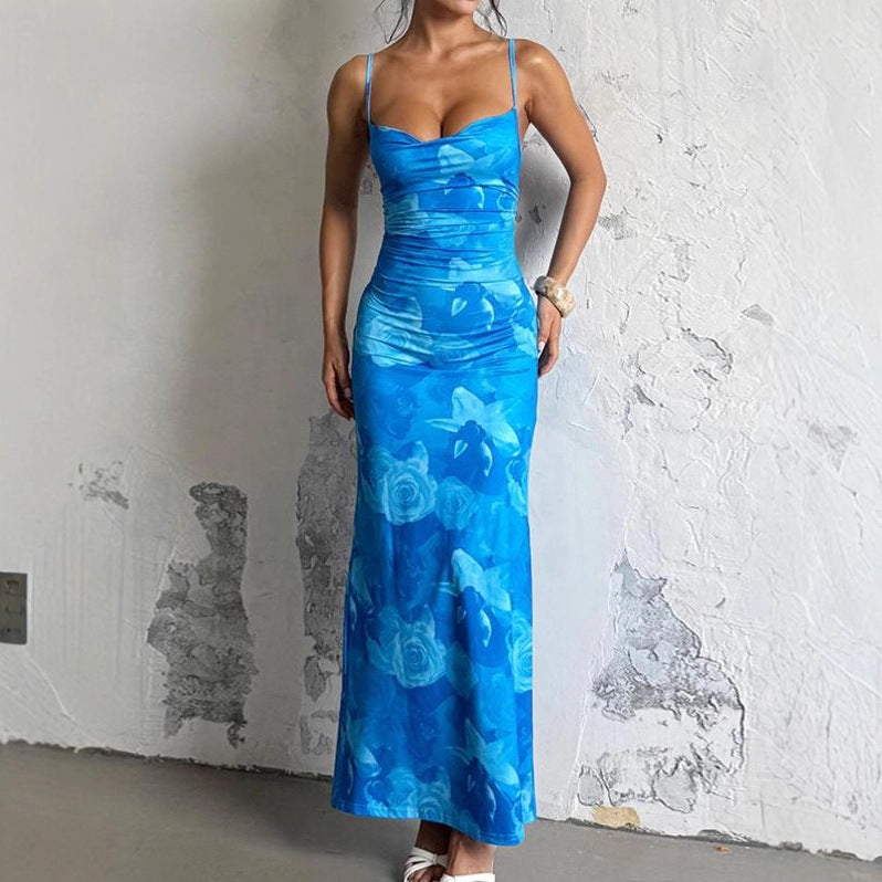 Damen Maxi-Kleid mit asymmetrischem Schnitt und fließendem Stoff R&B