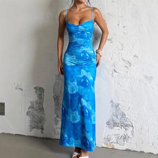 Damen Maxi-Kleid mit asymmetrischem Schnitt und fließendem Stoff R&B