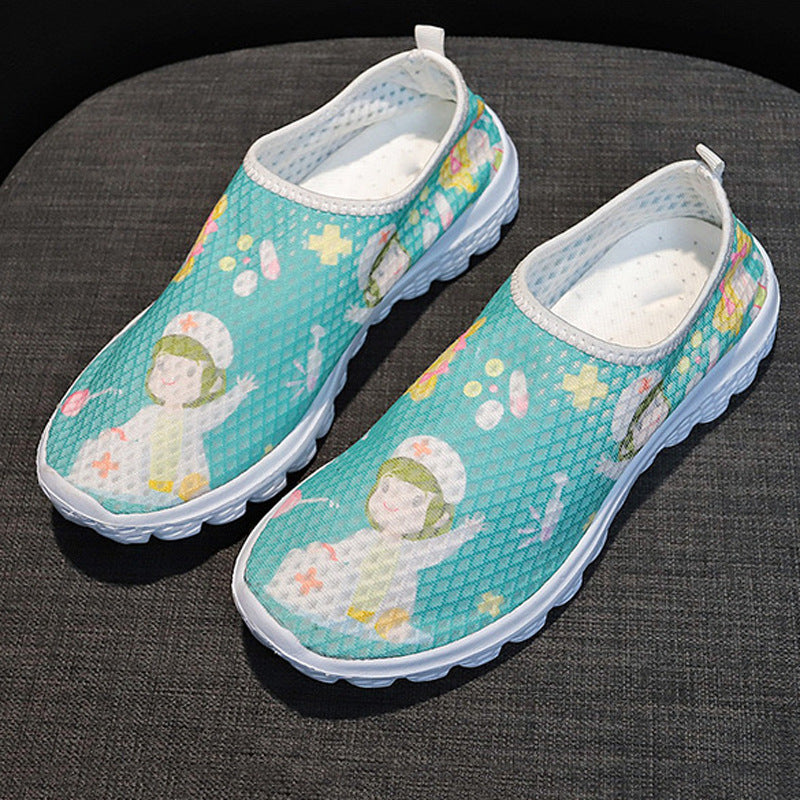 Damen Slip-On Freizeitschuhe mit farbenfrohem Design und atmungsaktiver Oberseite R&B