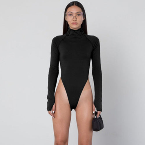 Damen Langarm-Bodysuit mit hohem Kragen und figurschmeichelndem Schnitt R&B