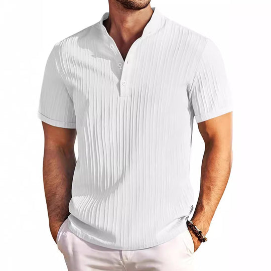 Herren Kurzarm Henley-T-Shirt mit strukturiertem Design R&B