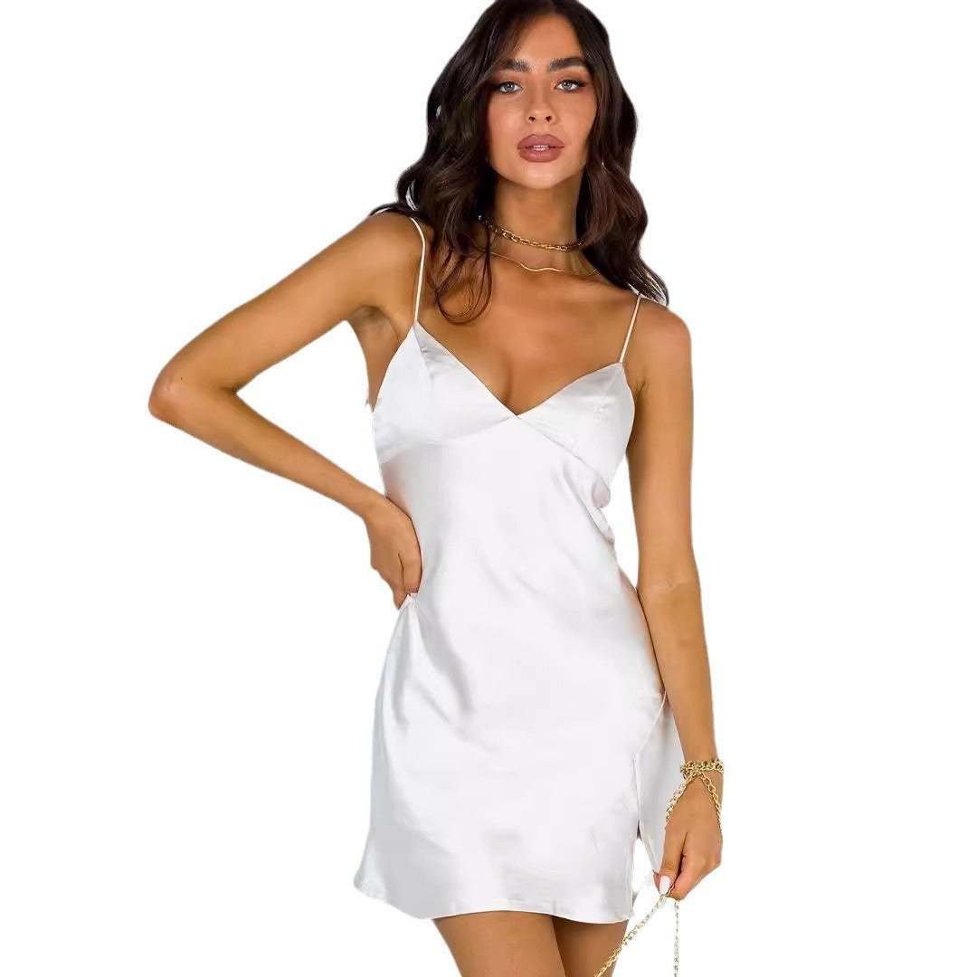 Damen schicke Satin-Kleid R&B
