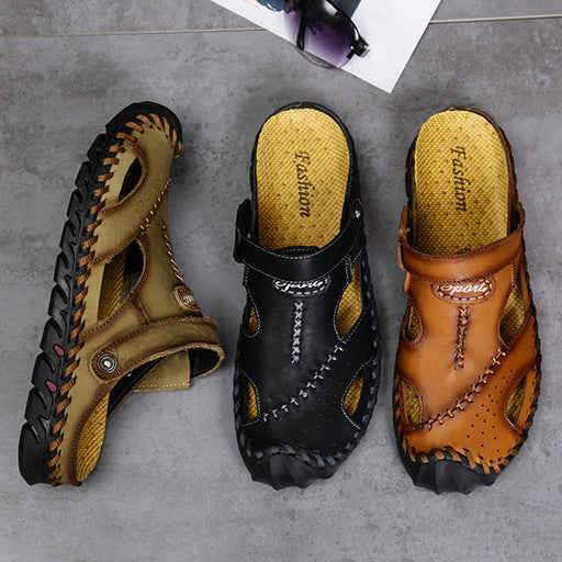 Damen Sportliche Ledersandalen mit elastischem Riemen und stoßdämpfender Sohle R&B