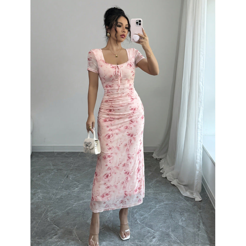 Damen Maxikleid mit Rüschendetails und floralem Design R&B