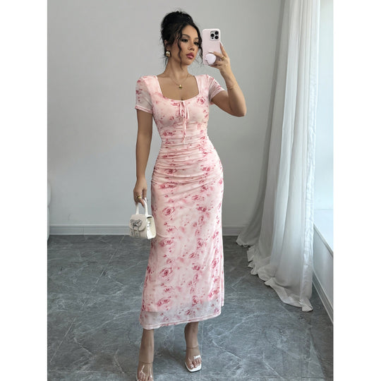Damen Maxikleid mit Rüschendetails und floralem Design R&B