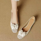 Damen Ballerina-Schuhe mit floralen Akzenten und offenem Fersenbereich R&B