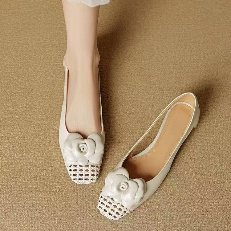 Damen Ballerina-Schuhe mit floralen Akzenten und offenem Fersenbereich R&B